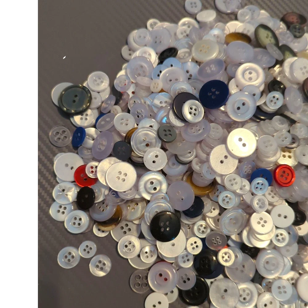 BUTTONS 1 Pound Crafty Nostalgic Plastic White Plastic Buttons